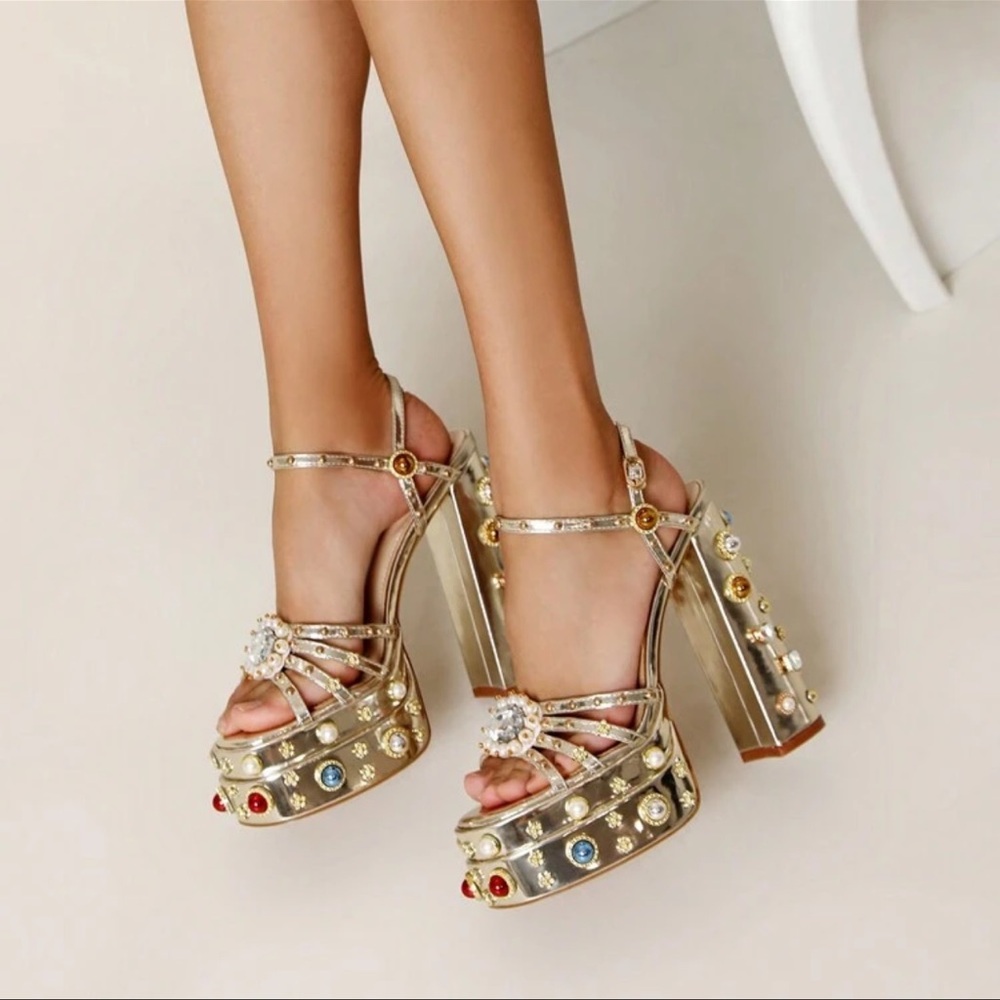 Golden Platform high pumps Cleo  gem 💎 shoes